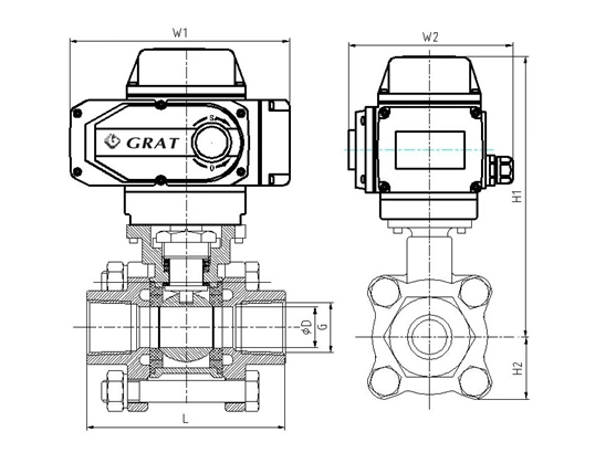 Grat Brand 90 Degree Stroke Electric Inner Thread Ball Valve